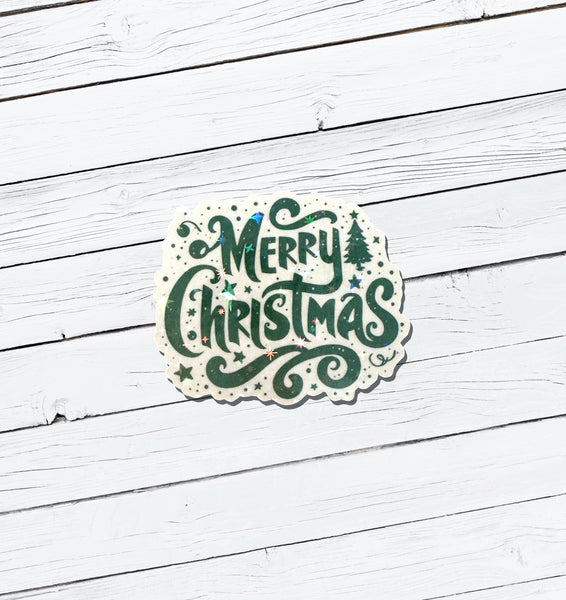 Holographic Christmas Vinyl Sticker - Water Resistant