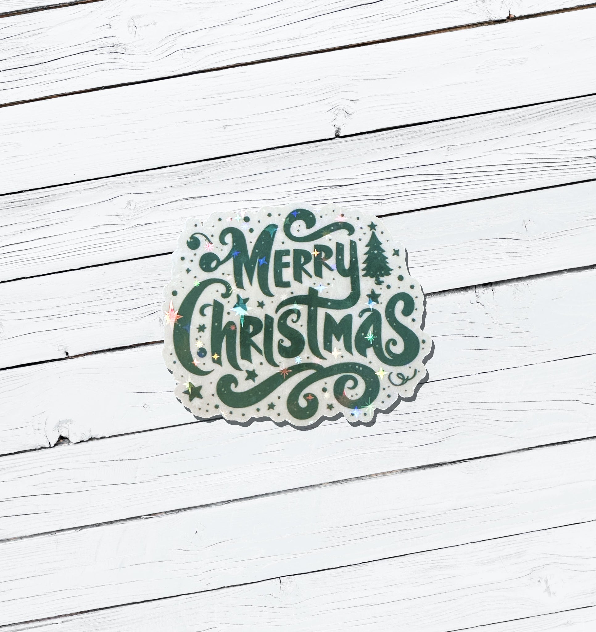 Holographic Christmas Vinyl Sticker - Water Resistant