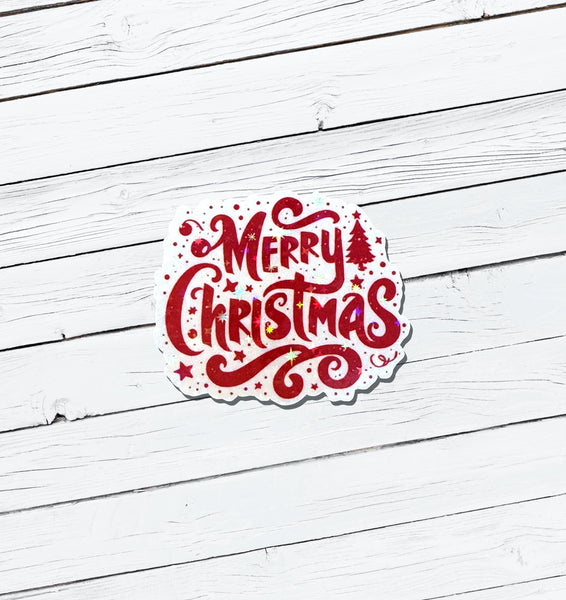 Holographic Christmas Vinyl Sticker - Water Resistant