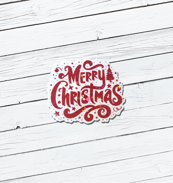 Holographic Christmas Vinyl Sticker - Water Resistant