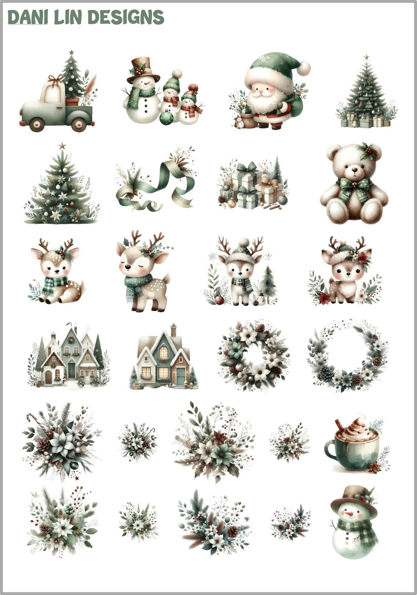 Green Christmas Deco Sheet