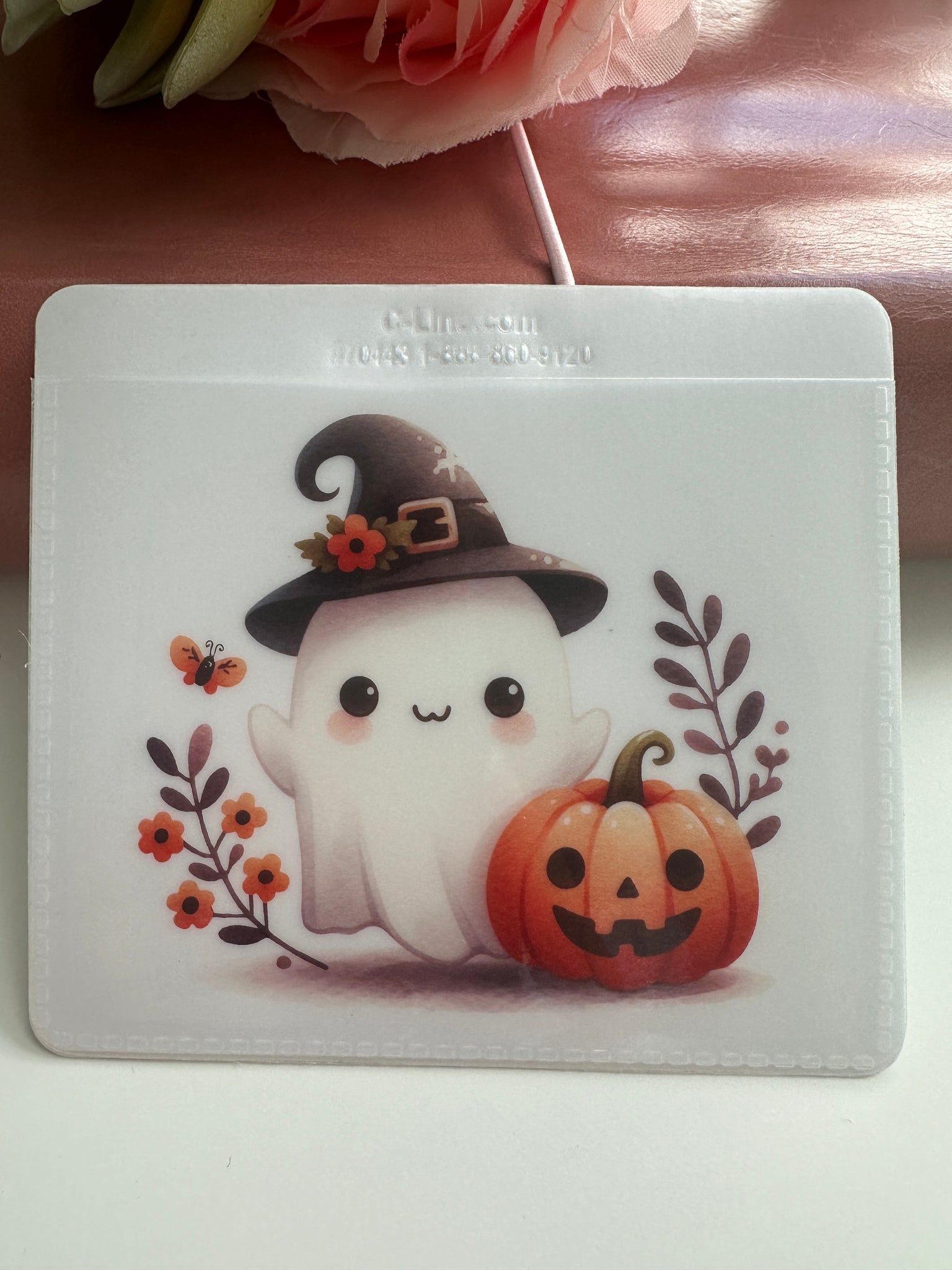 Adhesive Vinyl Pocket - Cute Ghost