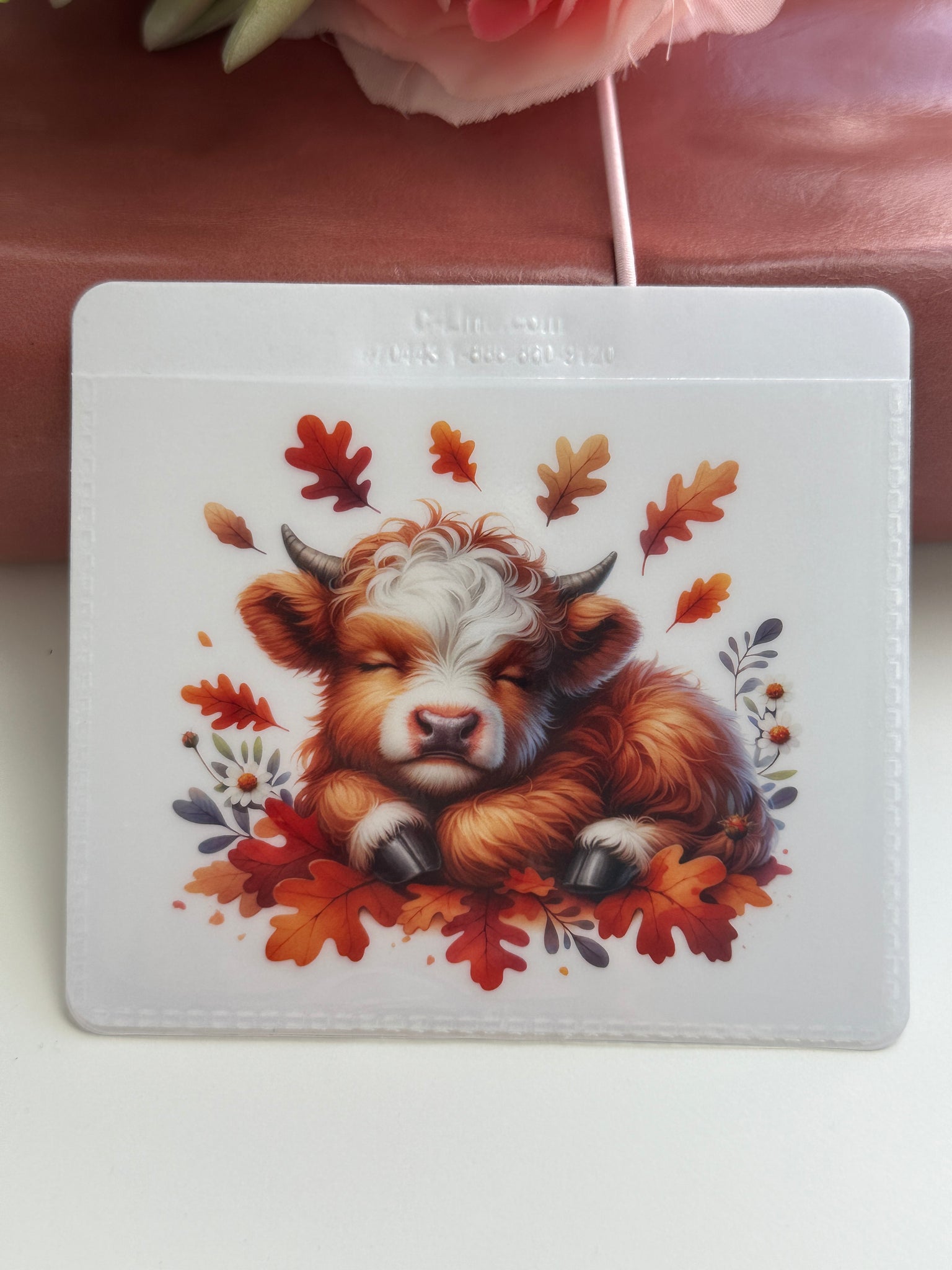 Adhesive Vinyl Pocket - Fall Highland Cow