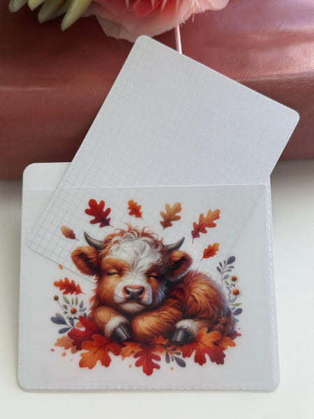 Adhesive Vinyl Pocket - Fall Highland Cow