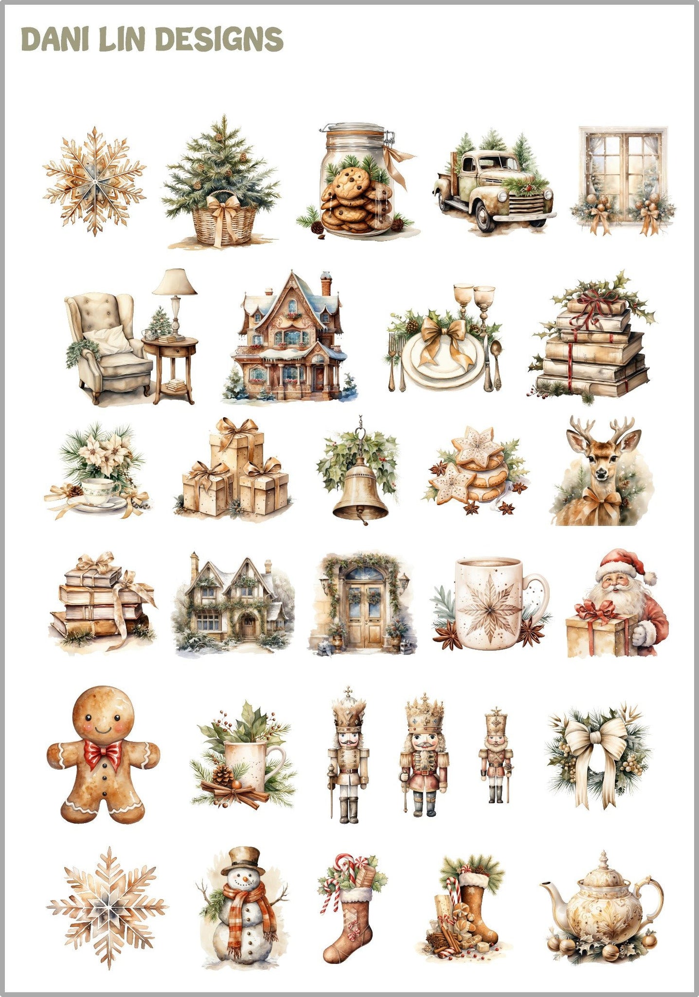 Neutral Christmas Deco Sheet