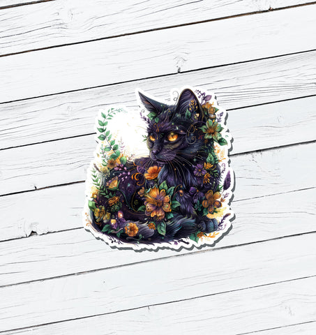 Black Cat Vinyl Sticker - Water Resistant