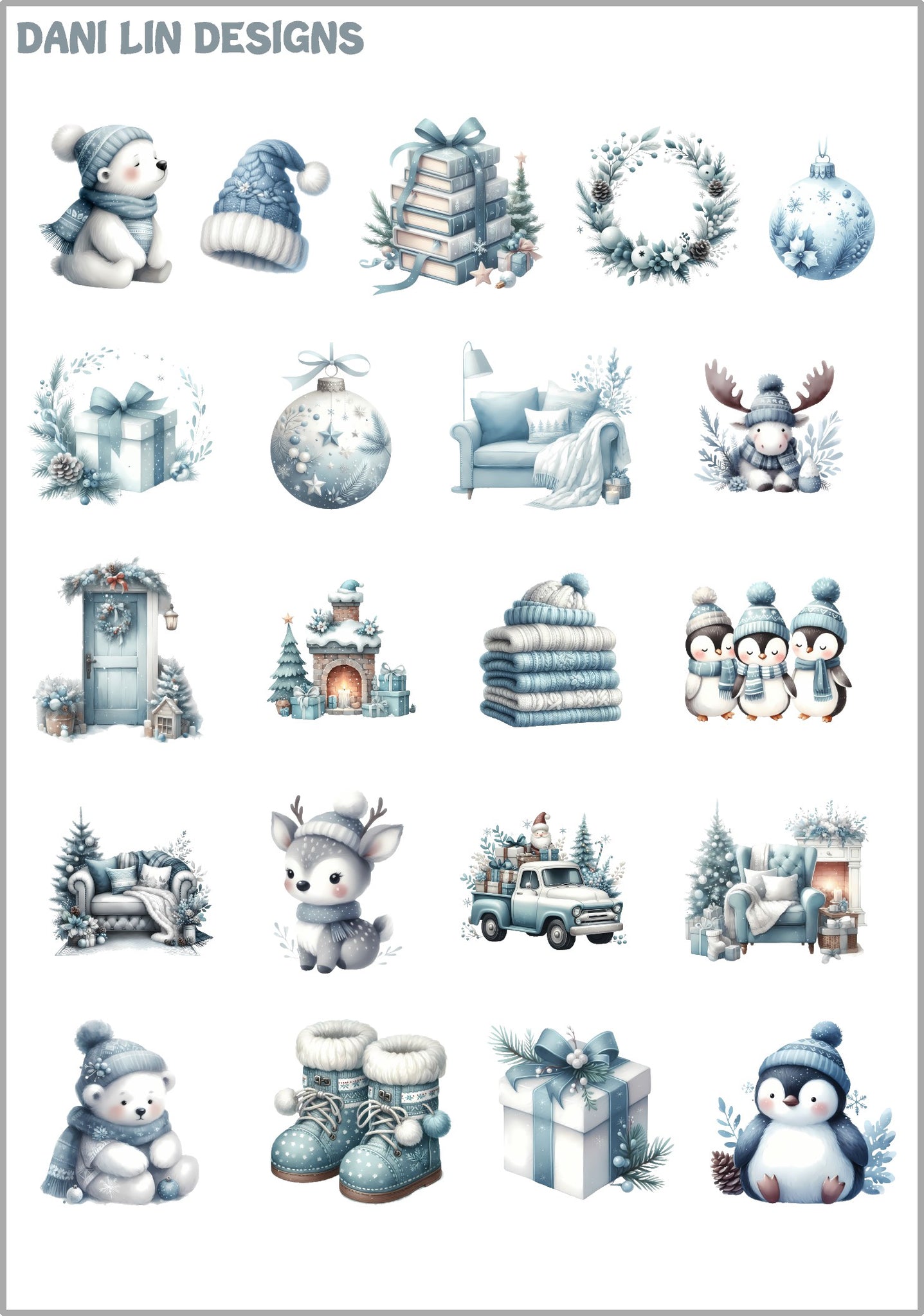 Blue Winter Deco Sheet