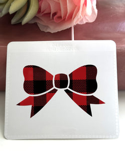 Adhesive Vinyl Pocket - Red and Black Buffalo Plaid - Christmas Bow