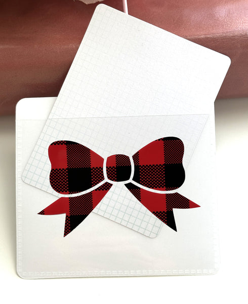 Adhesive Vinyl Pocket - Red and Black Buffalo Plaid - Christmas Bow