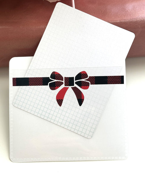 Adhesive Vinyl Pocket - Red and Black Buffalo Plaid - Christmas Bow