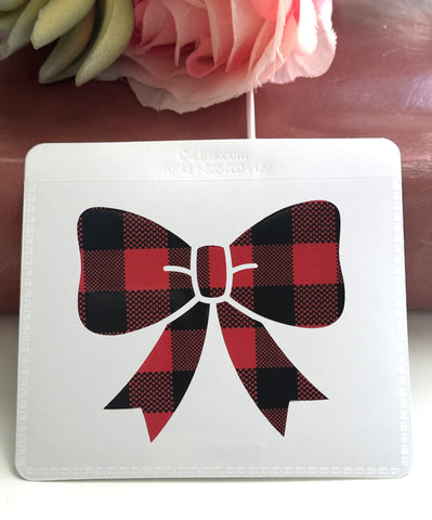 Adhesive Vinyl Pocket - Red and Black Buffalo Plaid - Christmas Bow