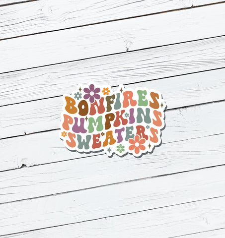 Bonfires Sweaters Pumpkins Vinyl Sticker - Water Resistant