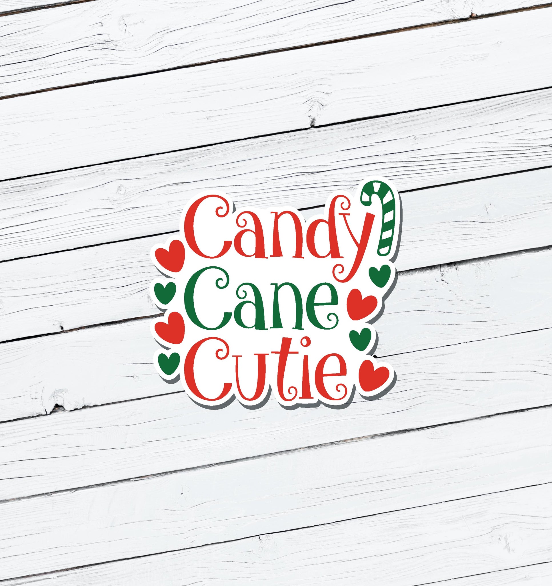 Candy Cane Cutie Christmas Vinyl Sticker - Water Resistant