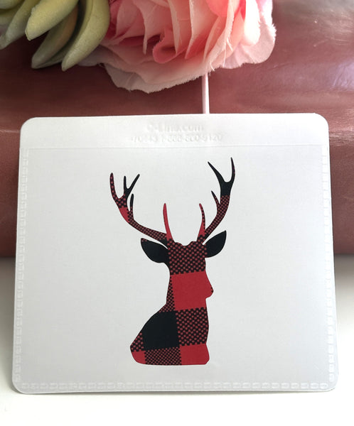 Adhesive Vinyl Pocket - Red and Black Buffalo Plaid - Christmas Deer - Reindeer