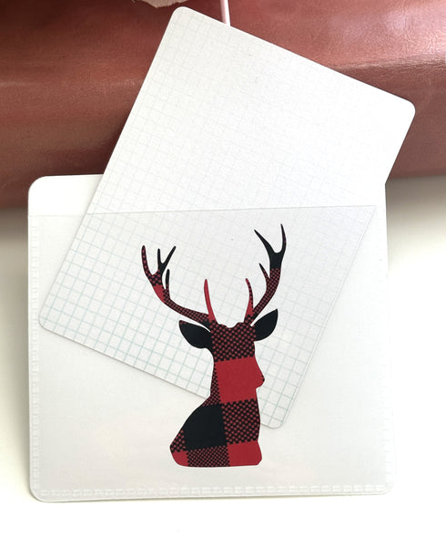 Adhesive Vinyl Pocket - Red and Black Buffalo Plaid - Christmas Deer - Reindeer