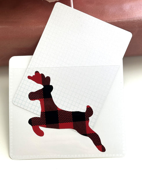 Adhesive Vinyl Pocket - Red and Black Buffalo Plaid - Christmas Deer - Reindeer