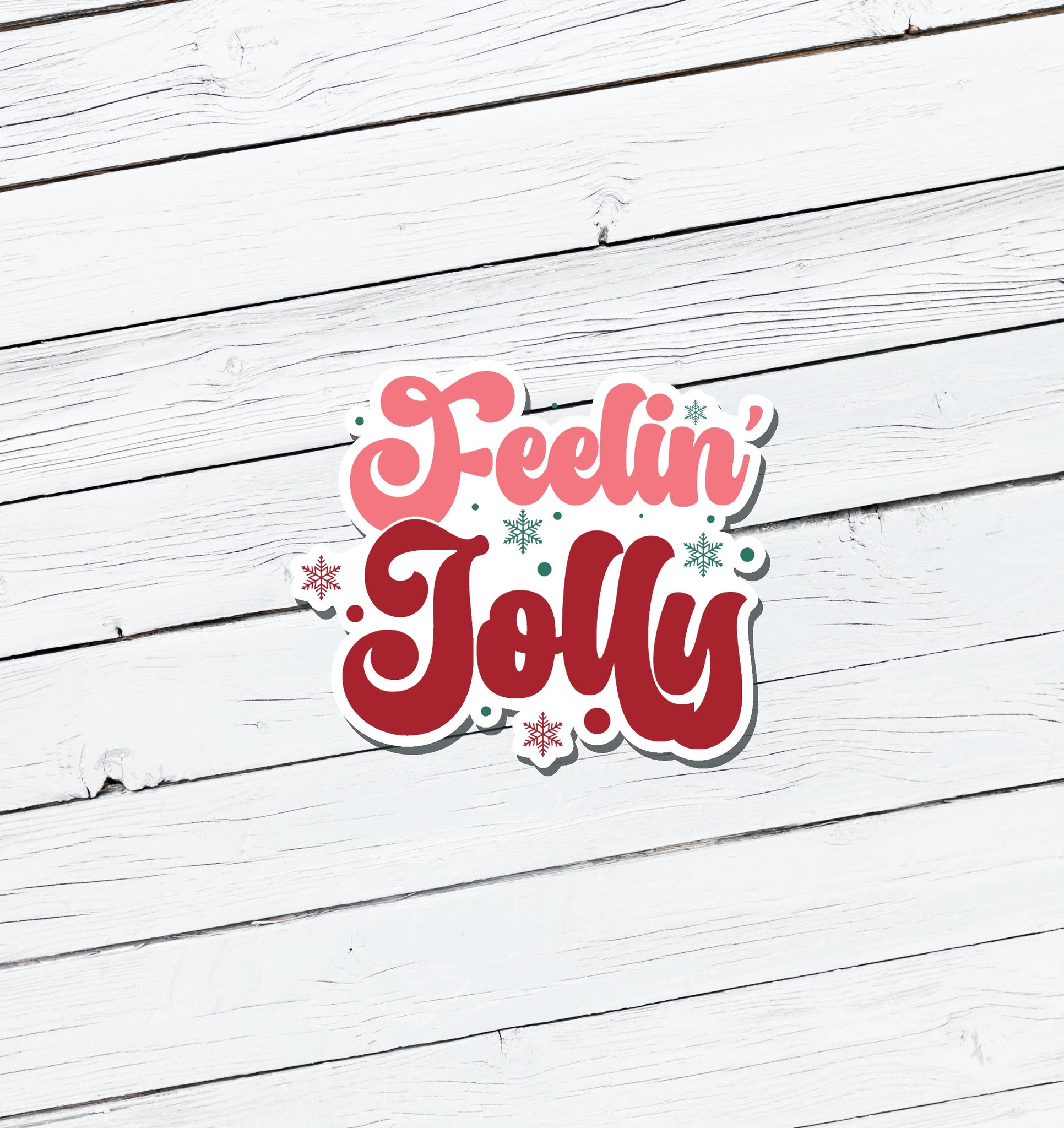 Feelin' Jolly Christmas Vinyl Sticker - Water Resistant