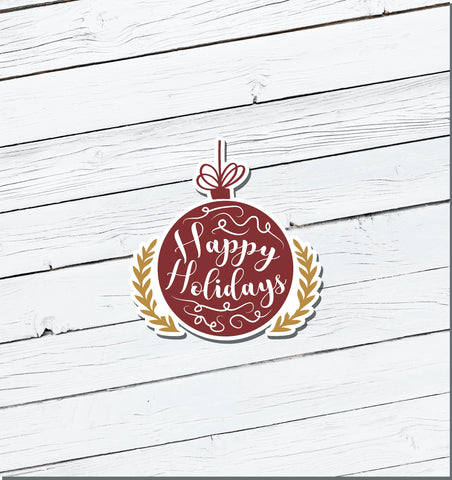 Happy Holidays Christmas Vinyl Sticker - Water Resistant