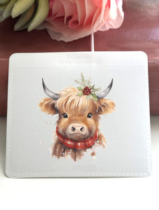 Adhesive Vinyl Pocket - Christmas Highland Cow