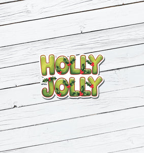 Holly Jolly Christmas Vinyl Sticker - Water Resistant