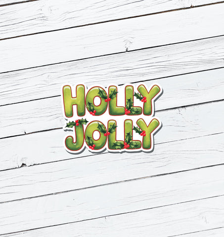 Holly Jolly Christmas Vinyl Sticker - Water Resistant