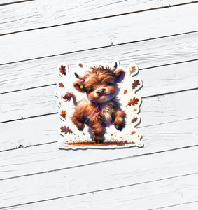 Holographic Highland Cow Vinyl Sticker - Water Resistant