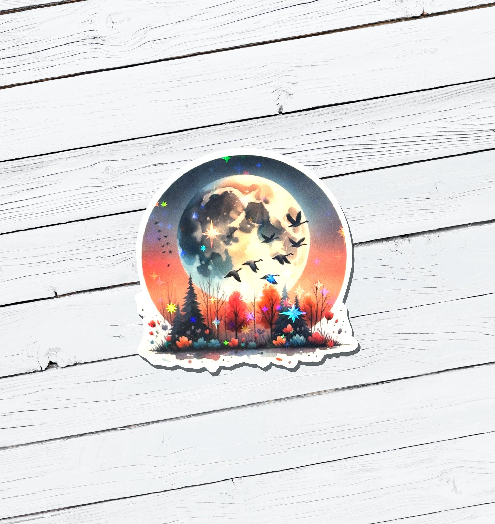 Holographic Moon Vinyl Sticker - Water Resistant