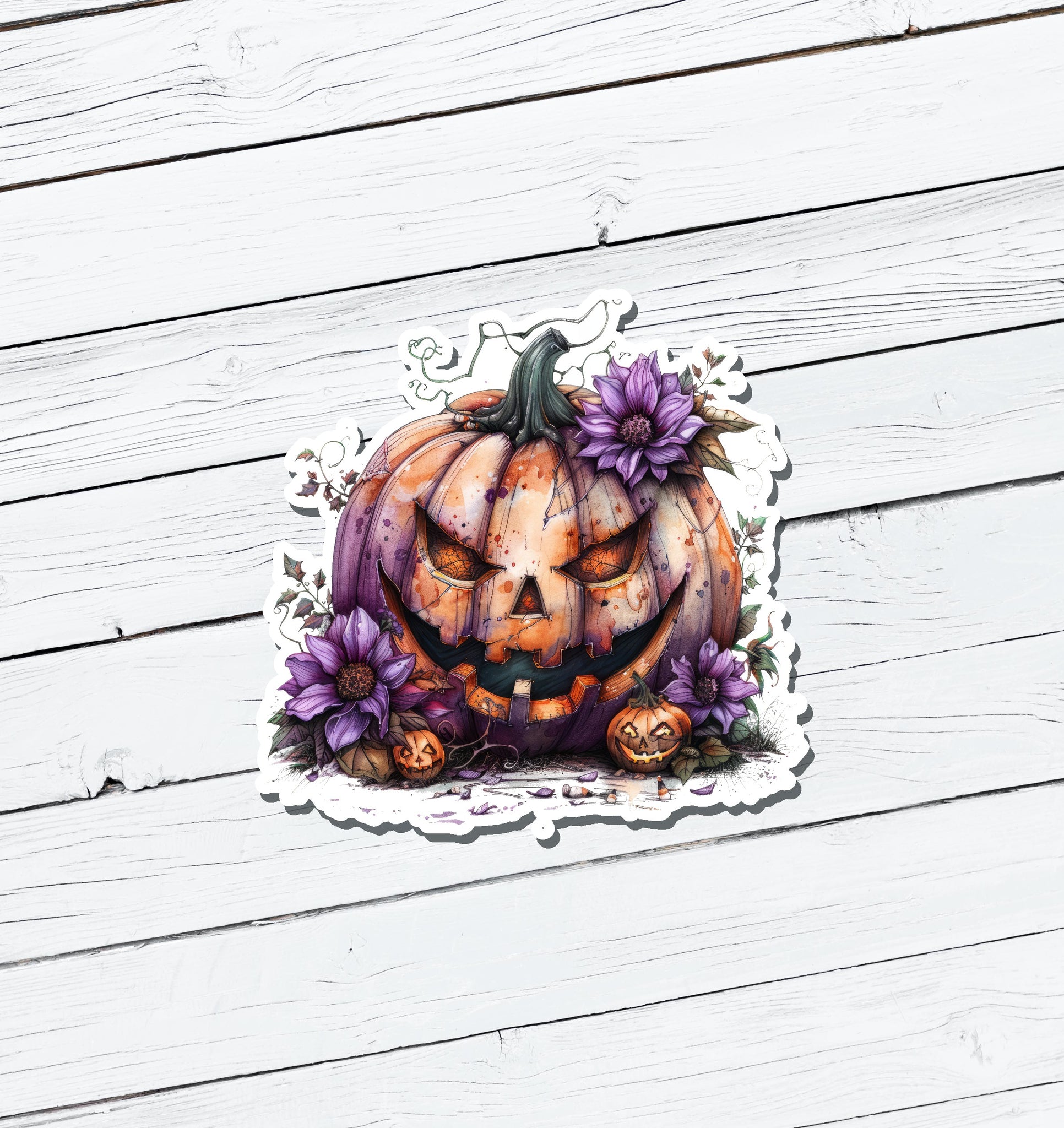 Spooky Jack-o-Lantern Vinyl Sticker - Water Resistant