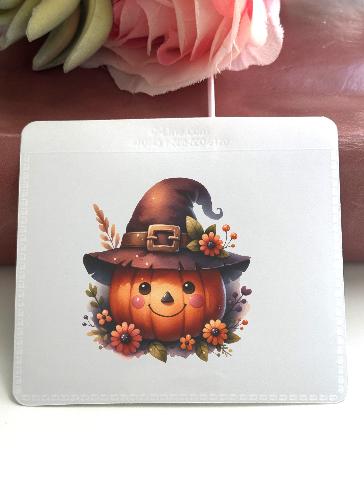 Adhesive Vinyl Pocket - Cute Pumpkin