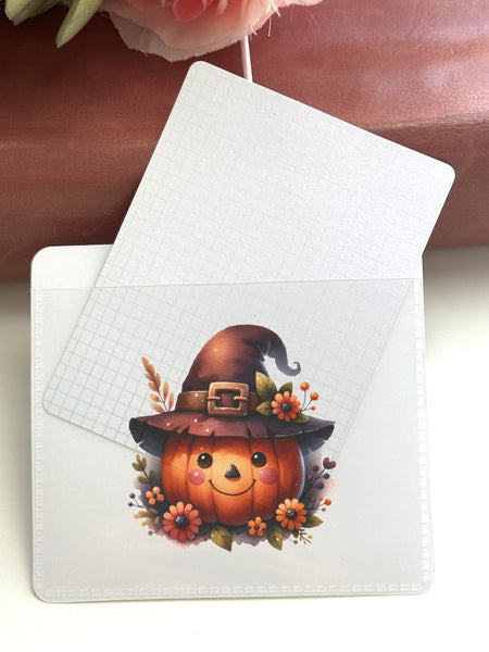 Adhesive Vinyl Pocket - Cute Pumpkin