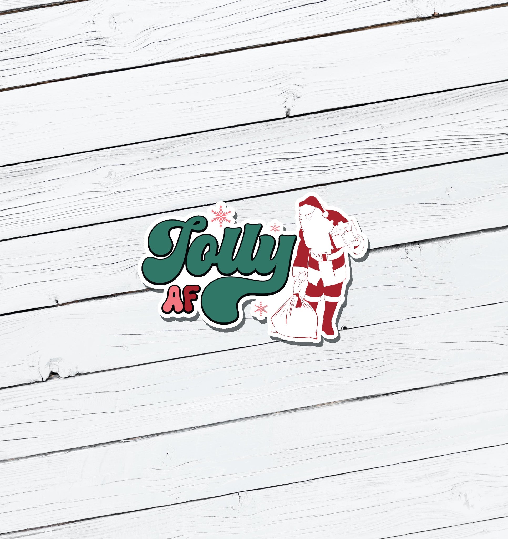 Jolly AF Santa Christmas Vinyl Sticker - Water Resistant