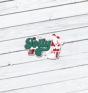 Jolly AF Santa Christmas Vinyl Sticker - Water Resistant