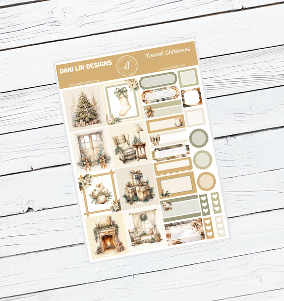 Neutral Christmas Hobonichi Cousin Sticker Kit