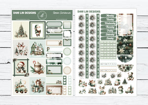 Green Christmas Hobonichi Cousin Sticker Kit