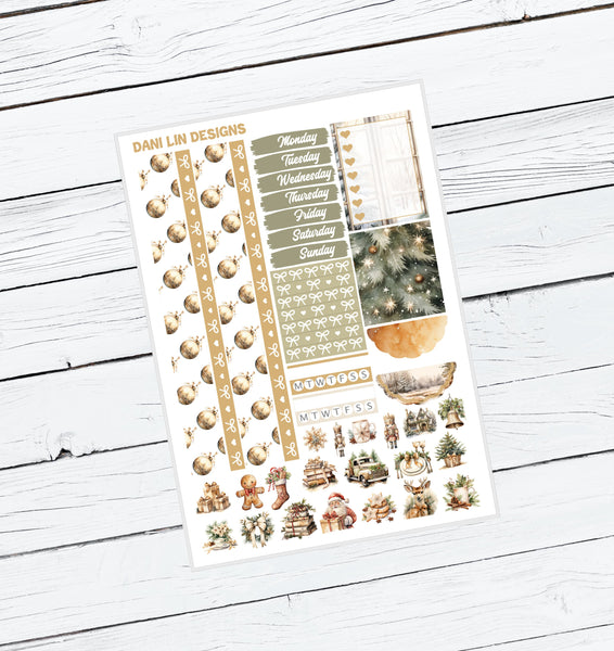 Neutral Christmas Hobonichi Cousin Sticker Kit