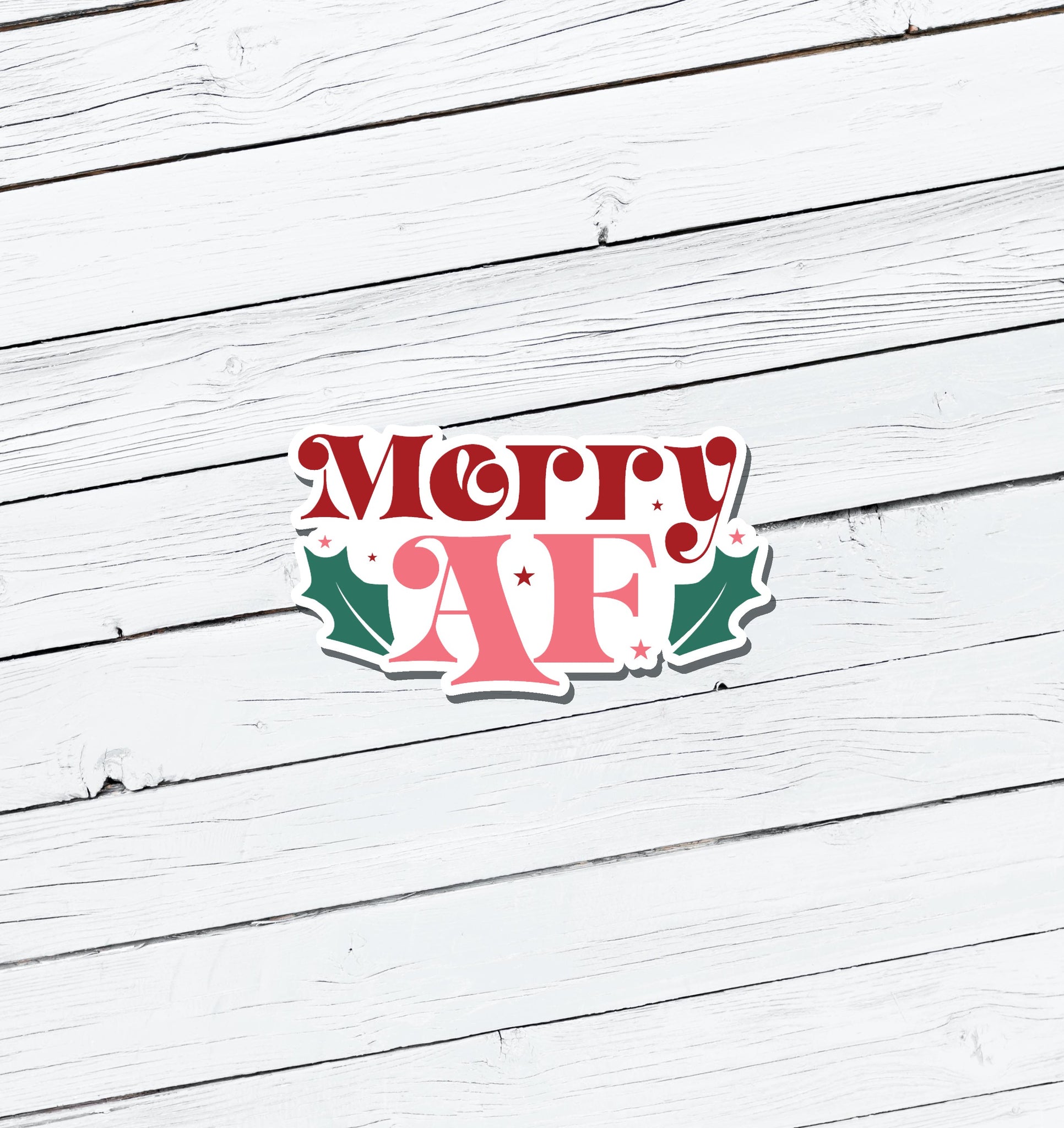 Merry AF Christmas Vinyl Sticker - Water Resistant