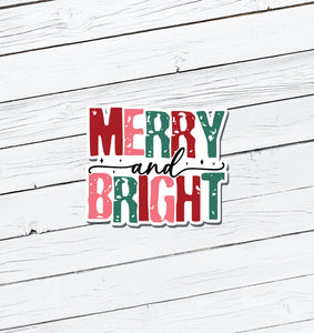 Merry and Bright Christmas Vinyl Sticker - Water Resistant