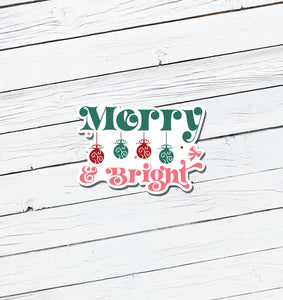 Merry & Bright Christmas Vinyl Sticker - Water Resistant