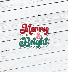 Merry & Bright Christmas Vinyl Sticker - Water Resistant