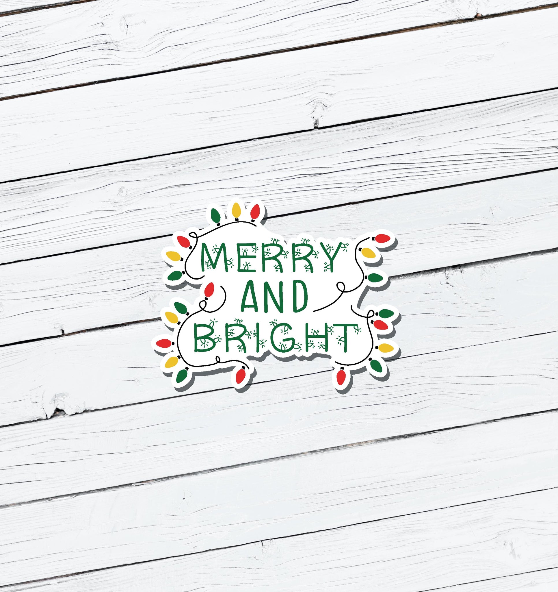 Merry and Bright Christmas Vinyl Sticker - Water Resistant