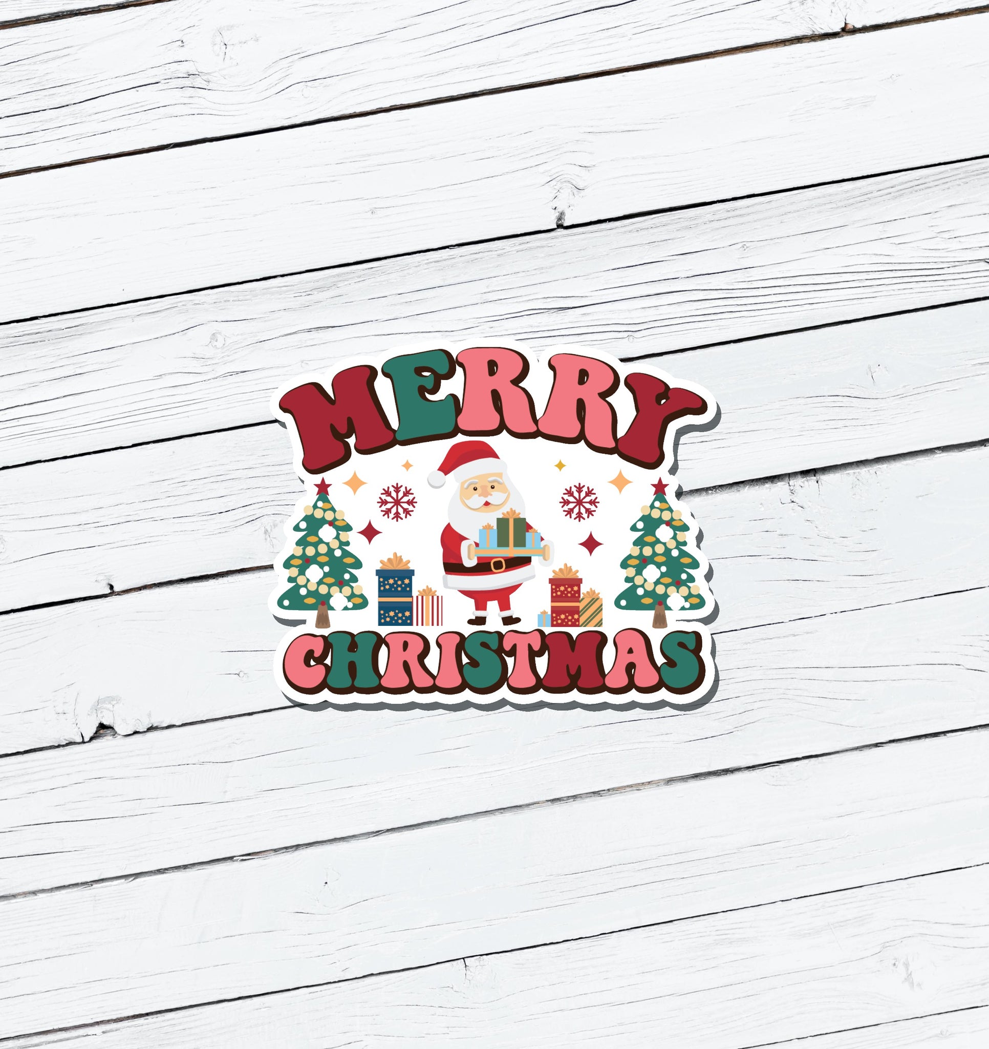 Merry Christmas Santa Vinyl Sticker - Water Resistant