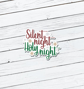 Silent Night, Holy Night Christmas Vinyl Sticker - Water Resistant