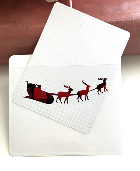 Adhesive Vinyl Pocket - Red and Black Buffalo Plaid - Christmas - Santa's Sleigh