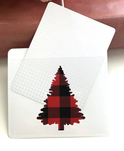 Red and Black Buffalo Plaid Adhesive Vinyl Pocket - Christmas Tree