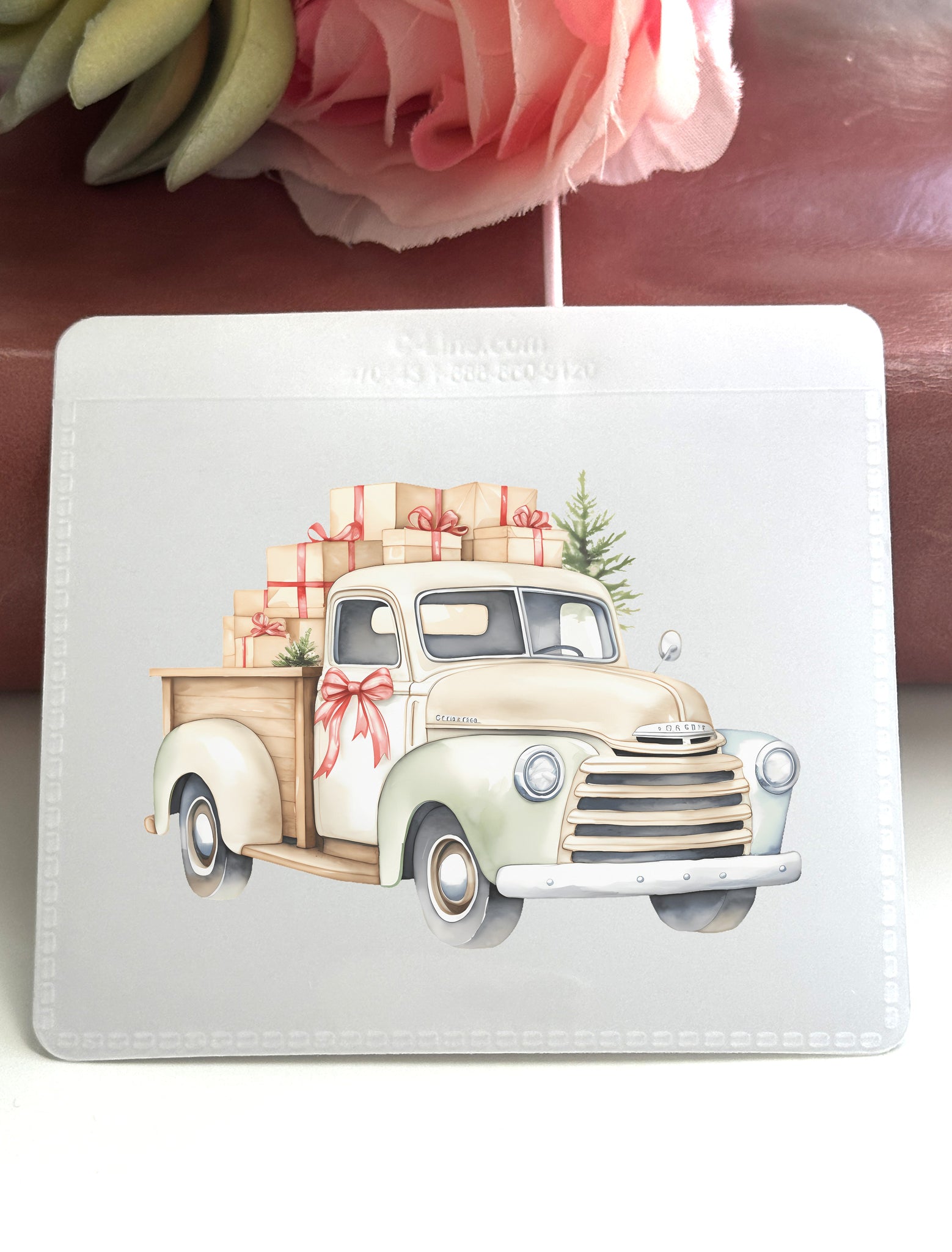 Adhesive Vinyl Pocket - Christmas Truck