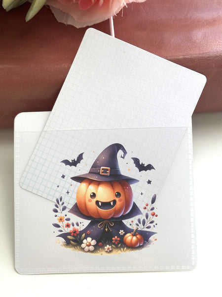 Adhesive Vinyl Pocket - Cute Vampire Jack-o-Lantern