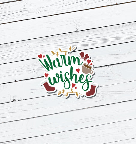 Warm Wishes Christmas Vinyl Sticker - Water Resistant