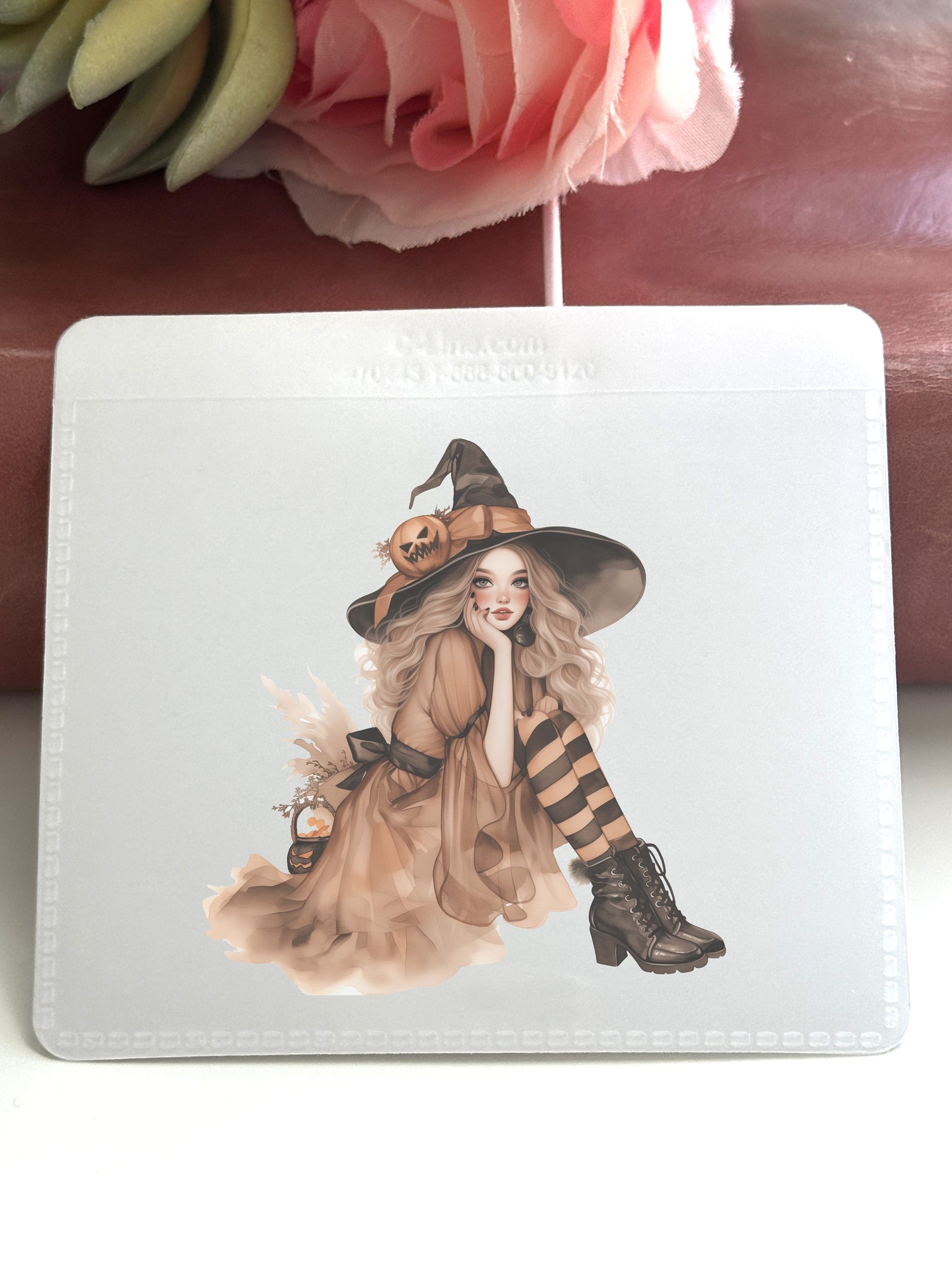 Adhesive Vinyl Pocket - Fall Witch