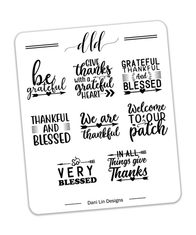 Foiled Fall/Thanksgiving Quote Stickers