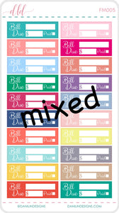 Functional Colorful Bill Pay Stickers - Monthly